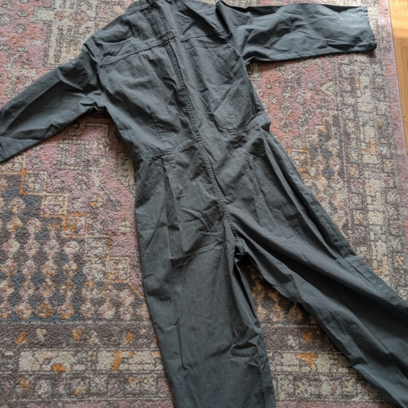 BNWT Zara Amelia Jumpsuit Slate Grey Lace Up Front Boilersuit Med Cotton Linen - Picture 7 of 14